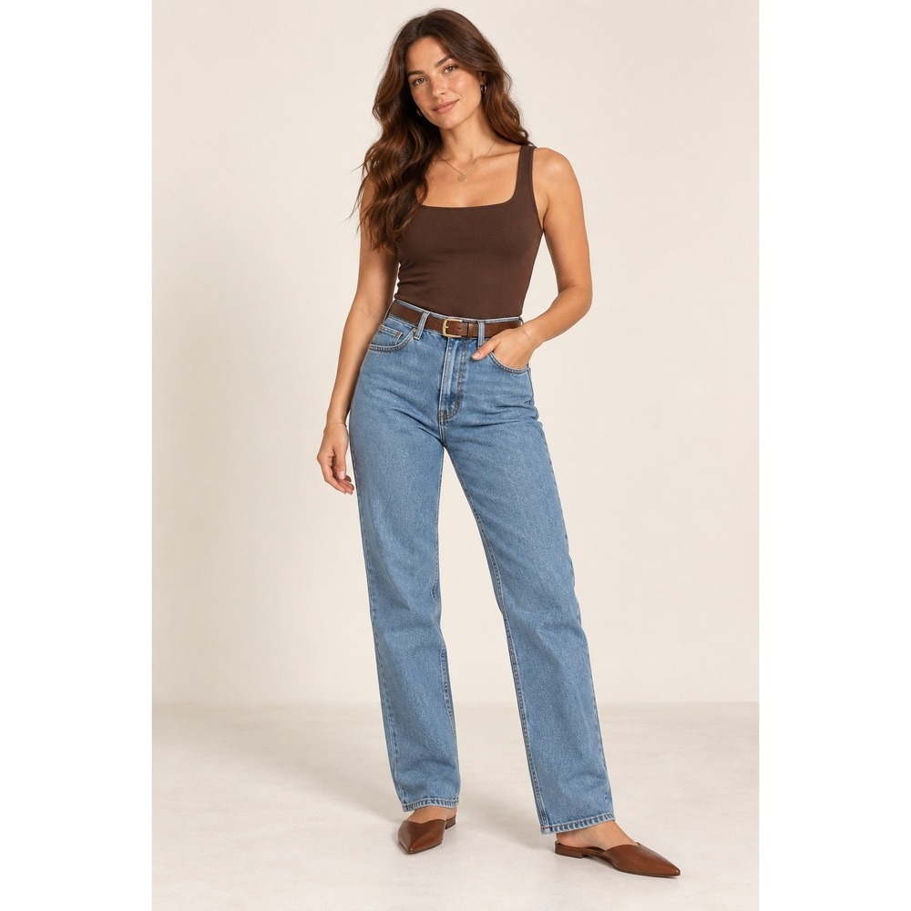 LIONESS Jeans Women's Large Light Wash High Rise Straight Leg 28x29 NWT